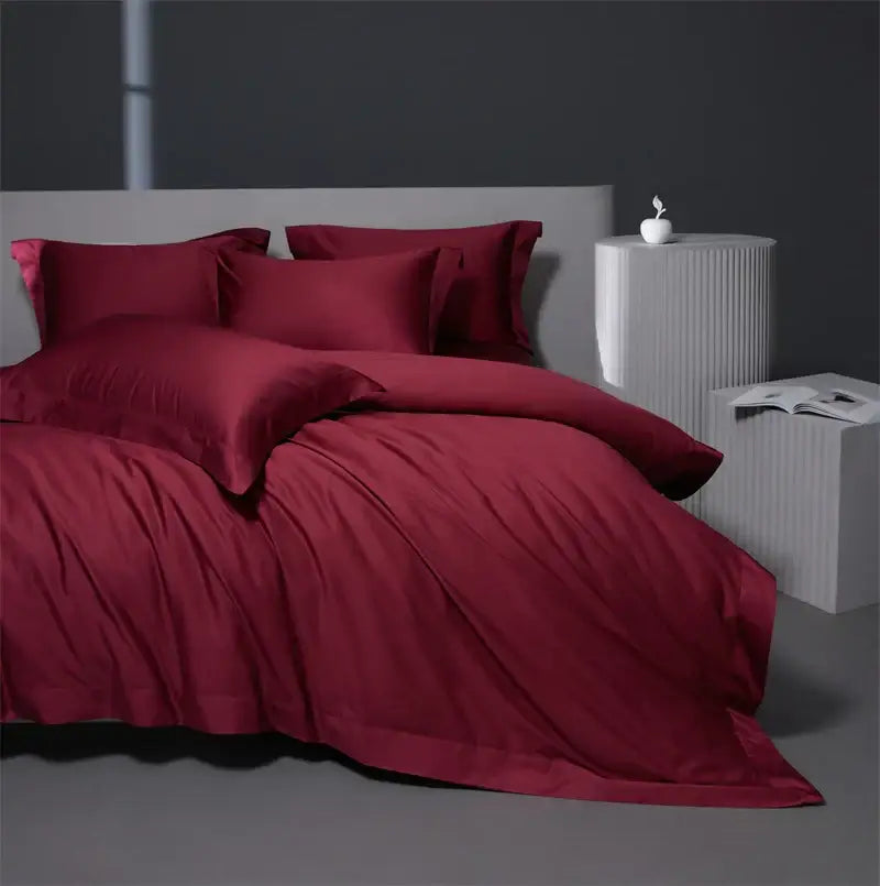 Luxe burgundy red egyptian cotton bedding set for bedroom