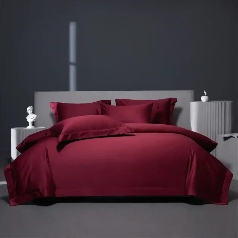 Luxe burgundy red egyptian cotton bedding set for bedroom