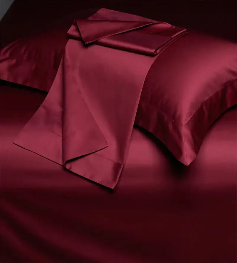 Luxe burgundy red egyptian cotton bedding set for bedroom