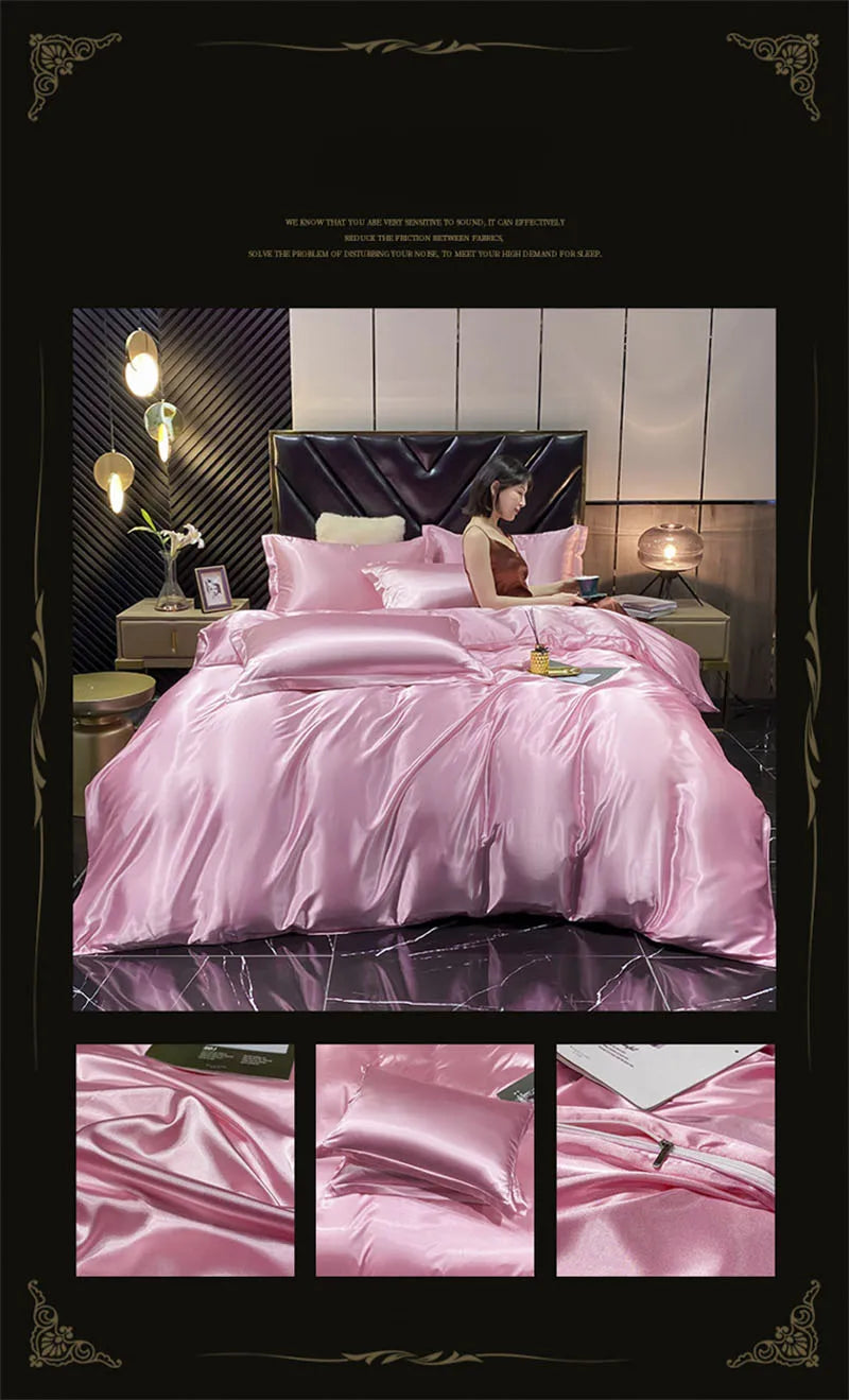 DecorBites™ Luxurious Mulberry Silk Bedding Set with Satin Finish