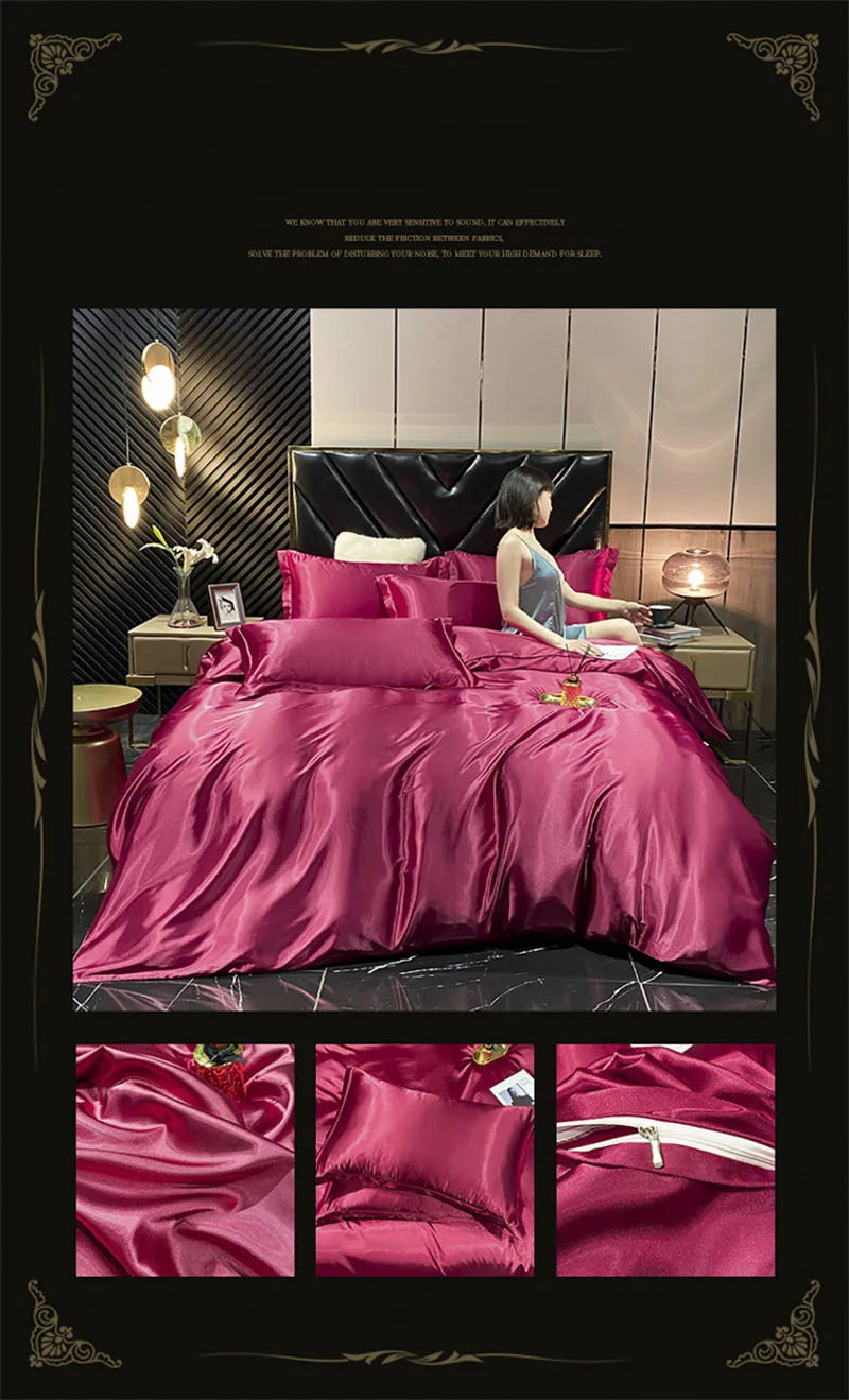 DecorBites™ Luxurious Mulberry Silk Bedding Set with Satin Finish