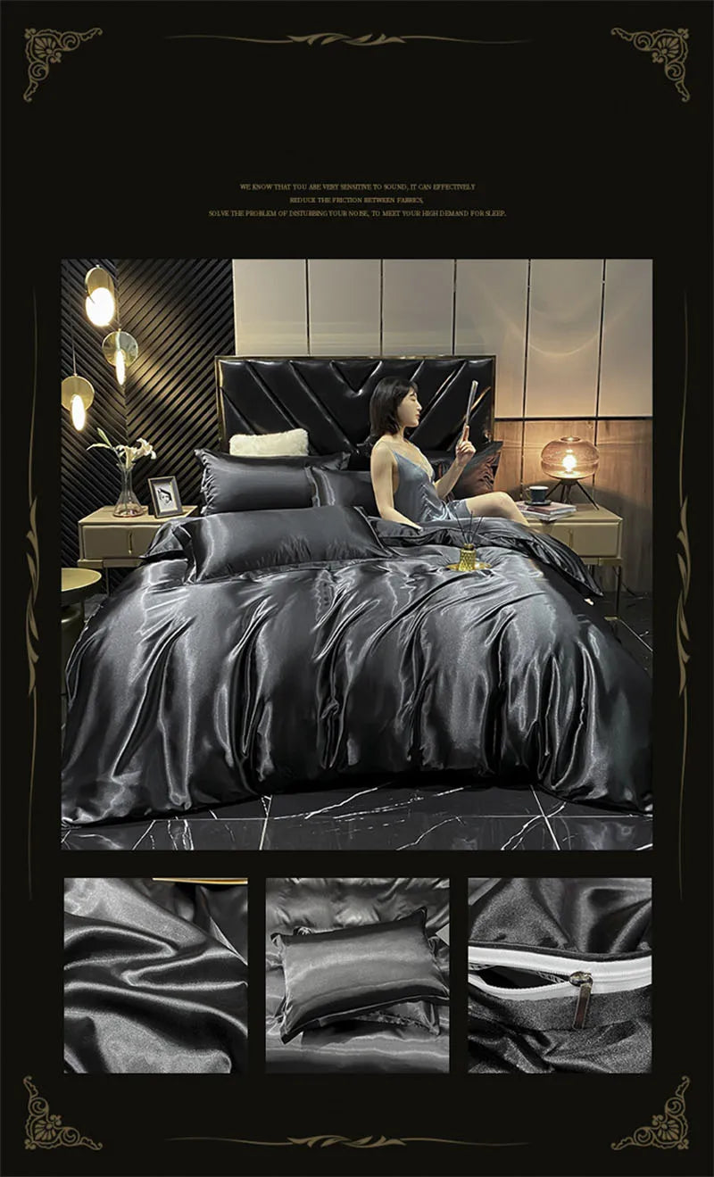 DecorBites™ Luxurious Mulberry Silk Bedding Set with Satin Finish