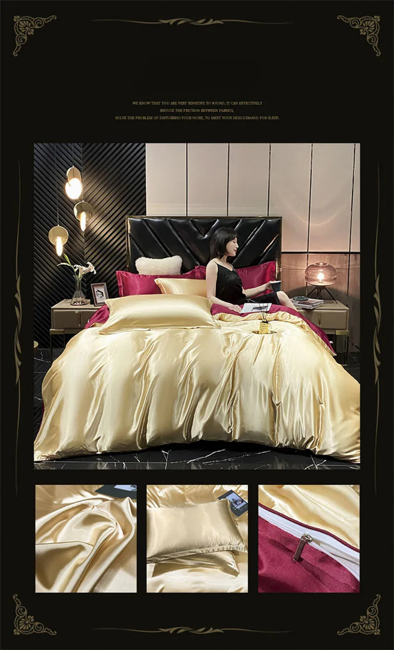 DecorBites™ Luxurious Mulberry Silk Bedding Set with Satin Finish