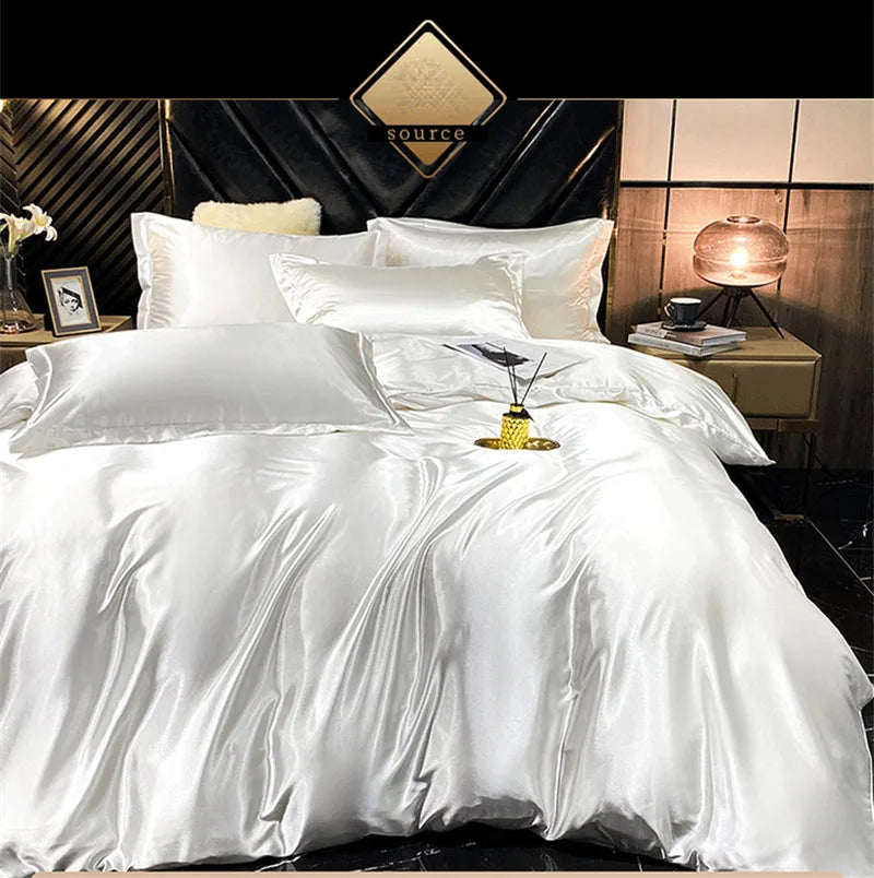 DecorBites™ Luxurious Mulberry Silk Bedding Set with Satin Finish