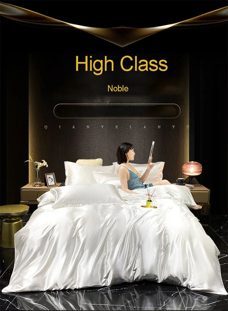 DecorBites™ Luxurious Mulberry Silk Bedding Set with Satin Finish