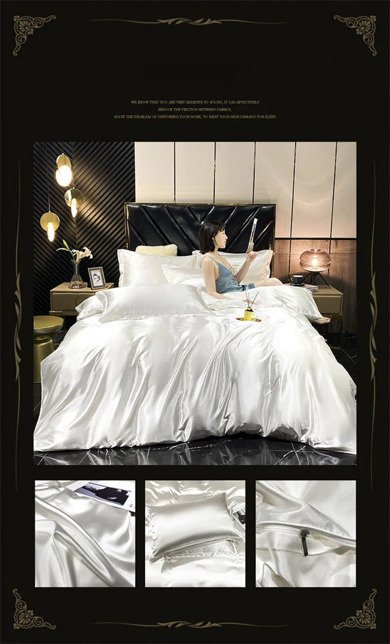 DecorBites™ Luxurious Mulberry Silk Bedding Set with Satin Finish