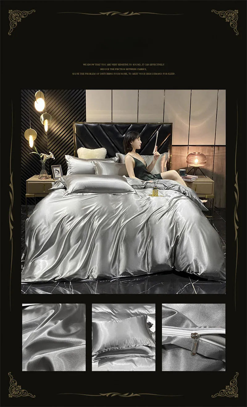DecorBites™ Luxurious Mulberry Silk Bedding Set with Satin Finish