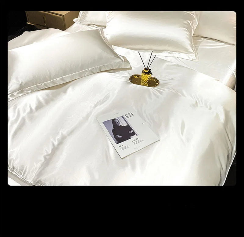 DecorBites™ Luxurious Mulberry Silk Bedding Set with Satin Finish