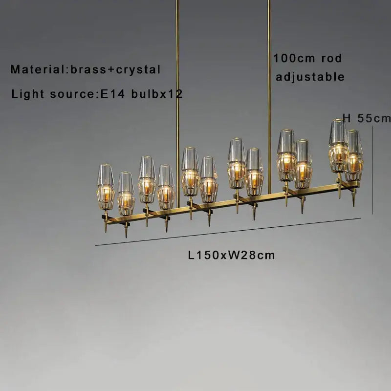 Luxury copper & glass chandelier – dining room lighting fixture