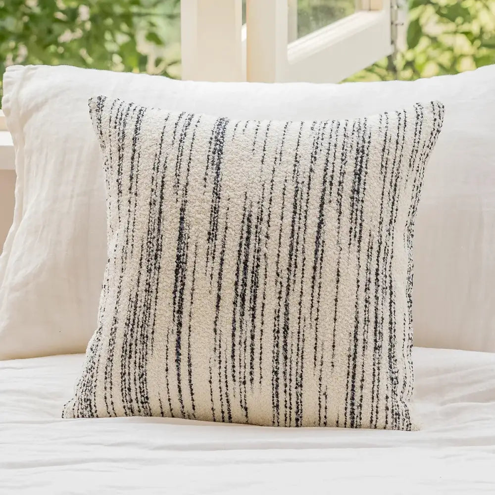Luxury cream & black camellia jacquard pillow cover living room