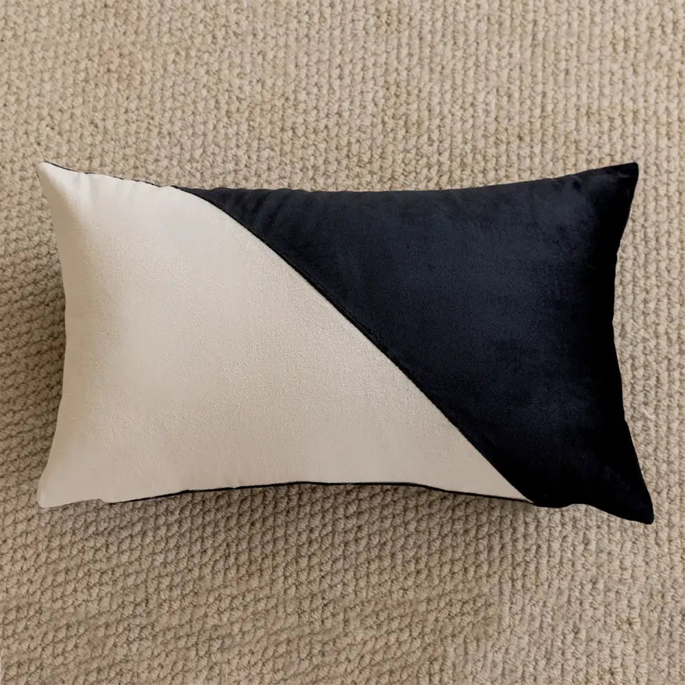 Luxury cream & black camellia jacquard pillow cover living room