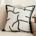 Luxury cream & black camellia jacquard pillow cover living room