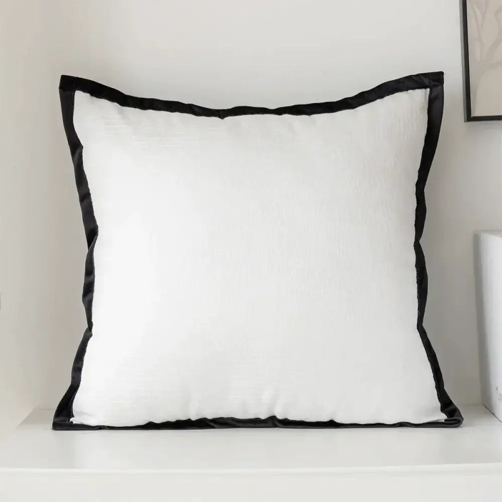 Luxury cream & black camellia jacquard pillow cover living room