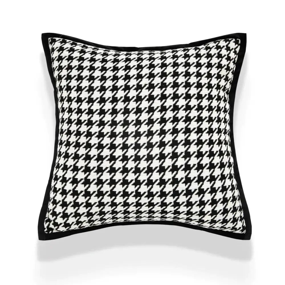 Luxury cream & black camellia jacquard pillow cover living room