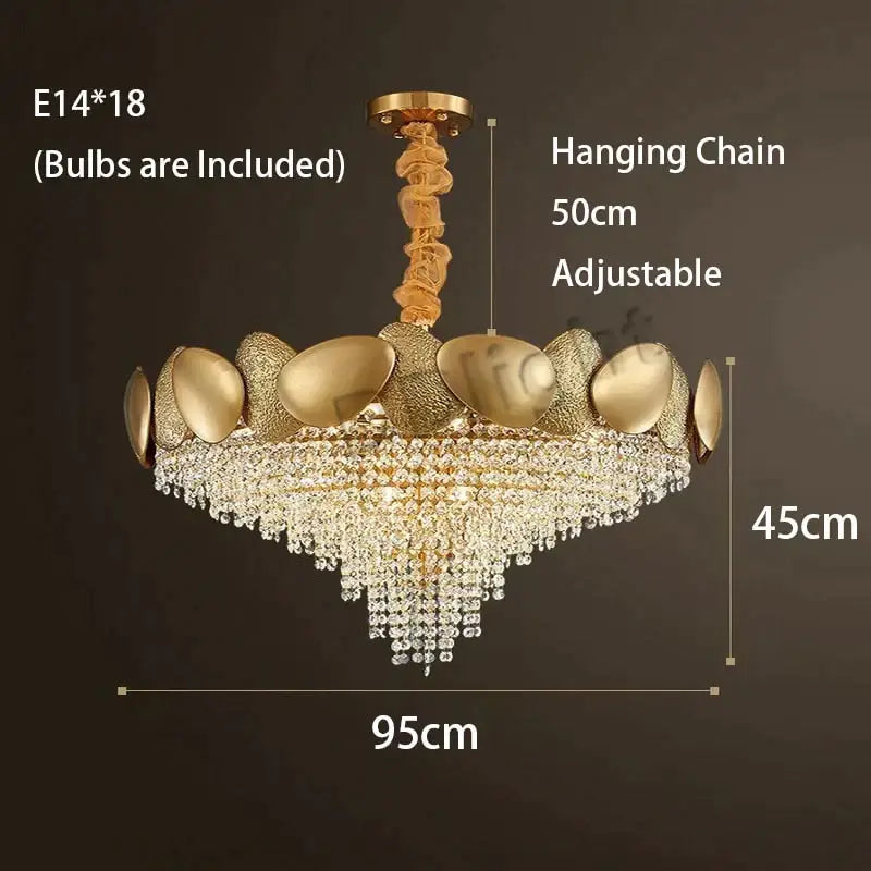 Luxury gold crystal led ceiling chandelier for living room