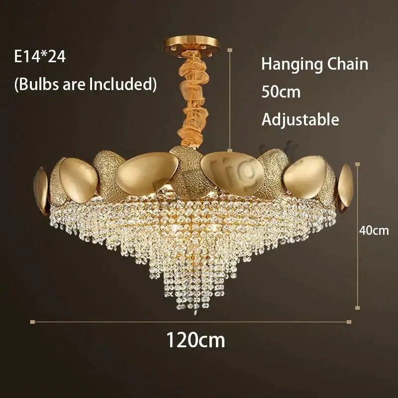 Luxury gold crystal led ceiling chandelier for living room