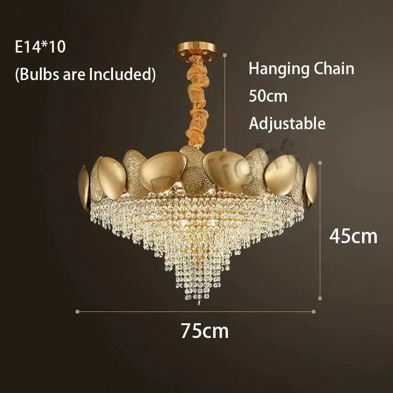 Luxury gold crystal led ceiling chandelier for living room