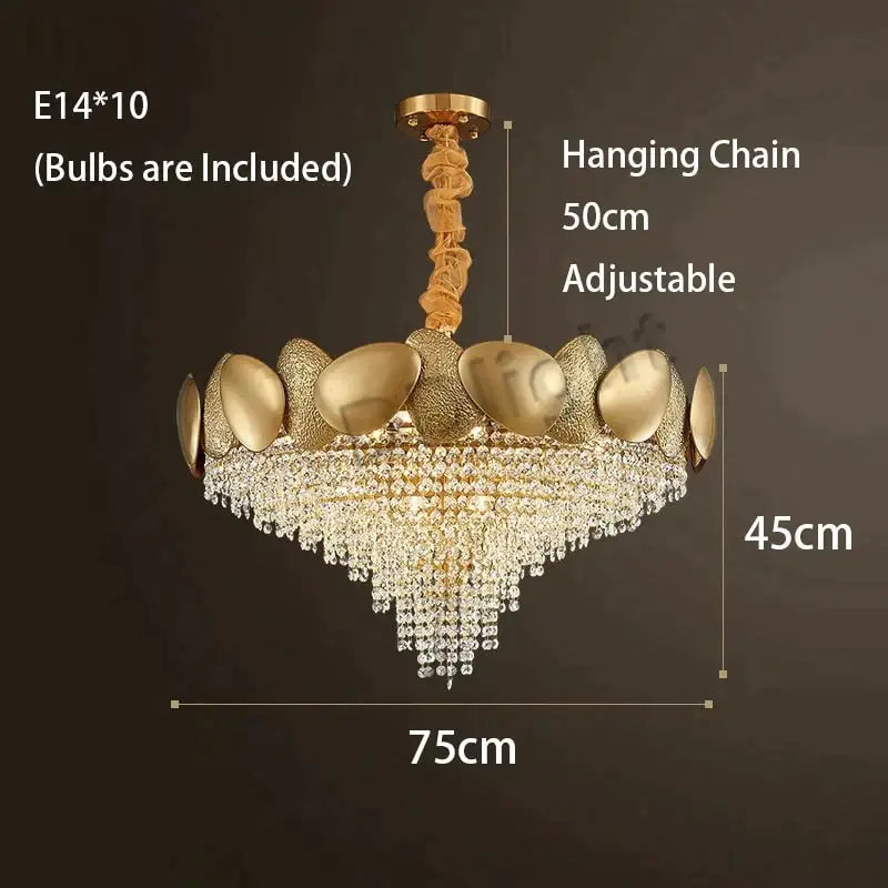 Luxury gold crystal led ceiling chandelier for living room