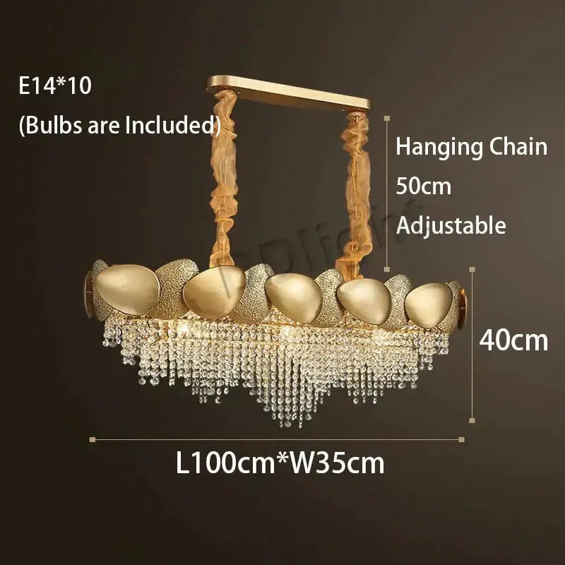 Luxury gold crystal led ceiling chandelier for living room