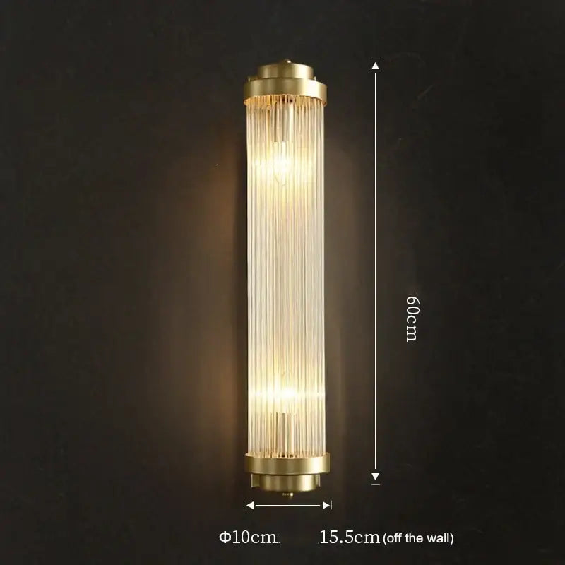 Luxury gold crystal led wall sconce bedroom glass prism light