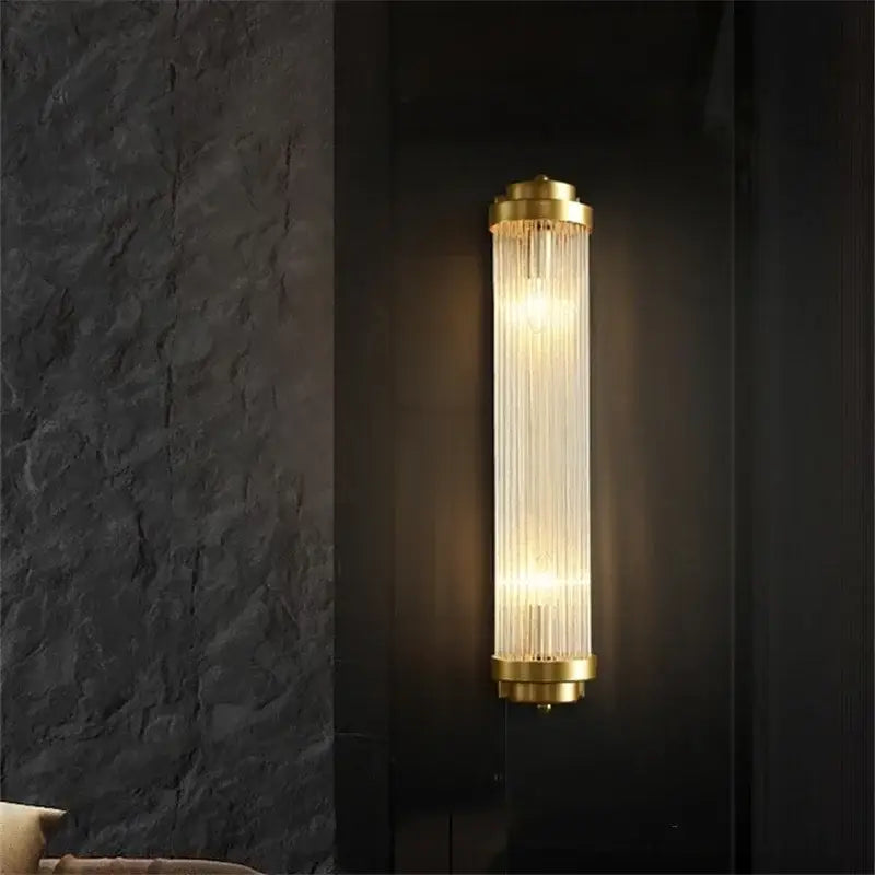 Luxury gold crystal led wall sconce bedroom glass prism light
