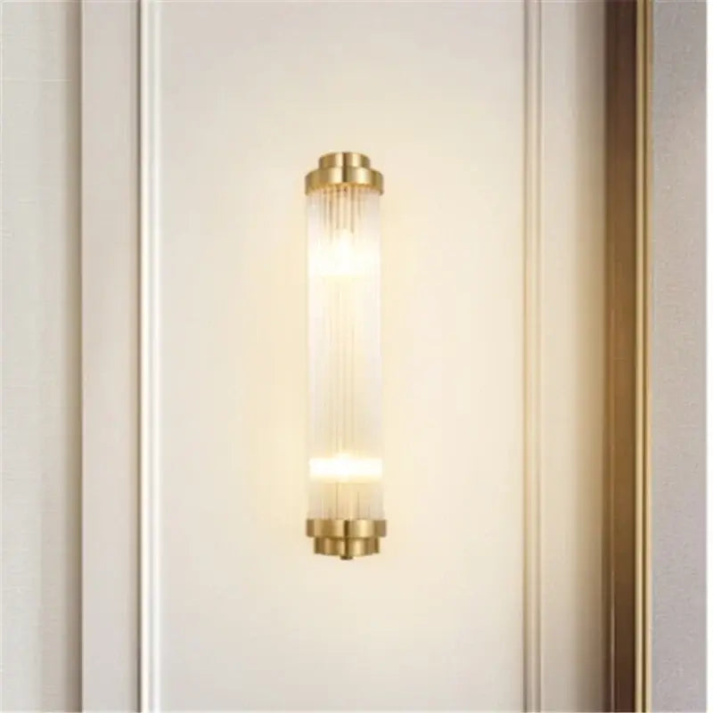 Luxury gold crystal led wall sconce bedroom glass prism light