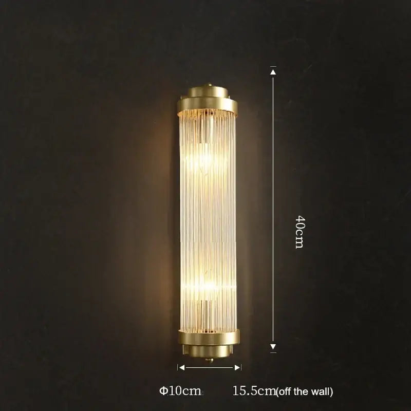 Luxury gold crystal led wall sconce bedroom glass prism light