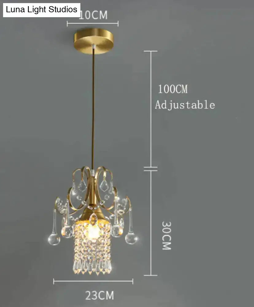 Luxury gold crystal pendant light dining room single head chandelier
