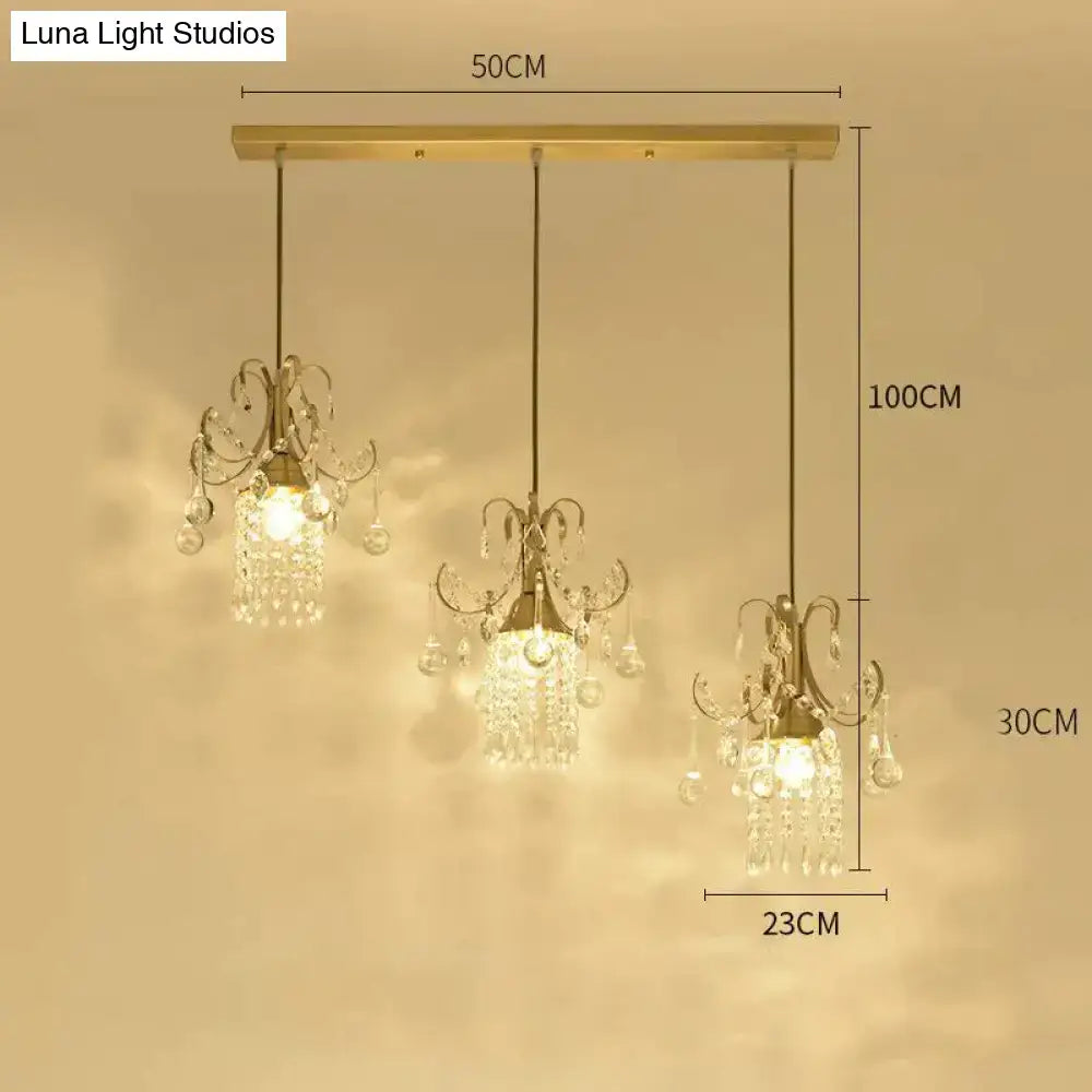 Luxury gold crystal pendant light dining room single head chandelier
