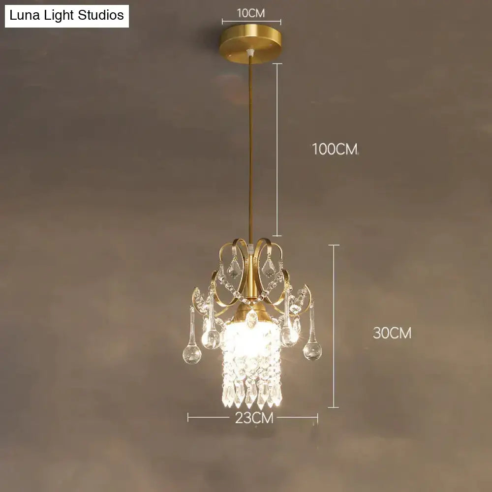 Luxury gold crystal pendant light dining room single head chandelier