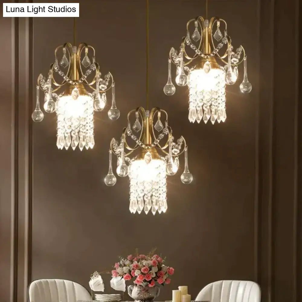 Luxury gold crystal pendant light dining room single head chandelier