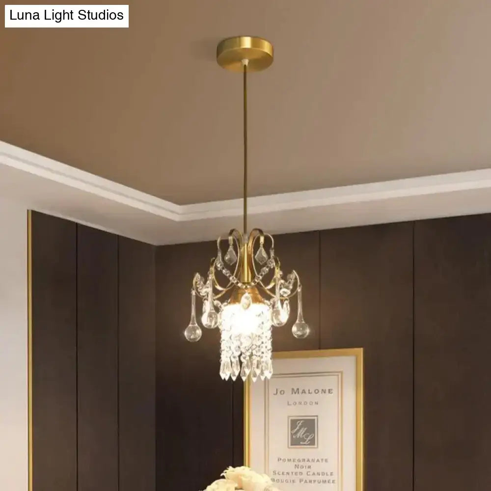 Luxury gold crystal pendant light dining room single head chandelier