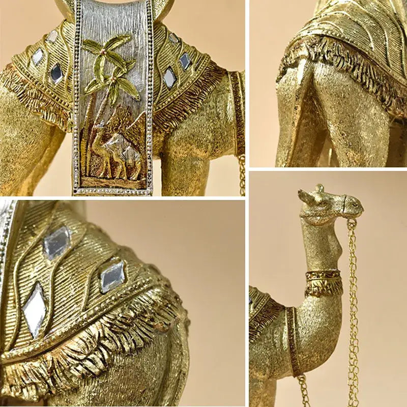 Luxury gold & silver camel resin art ornament living room decor