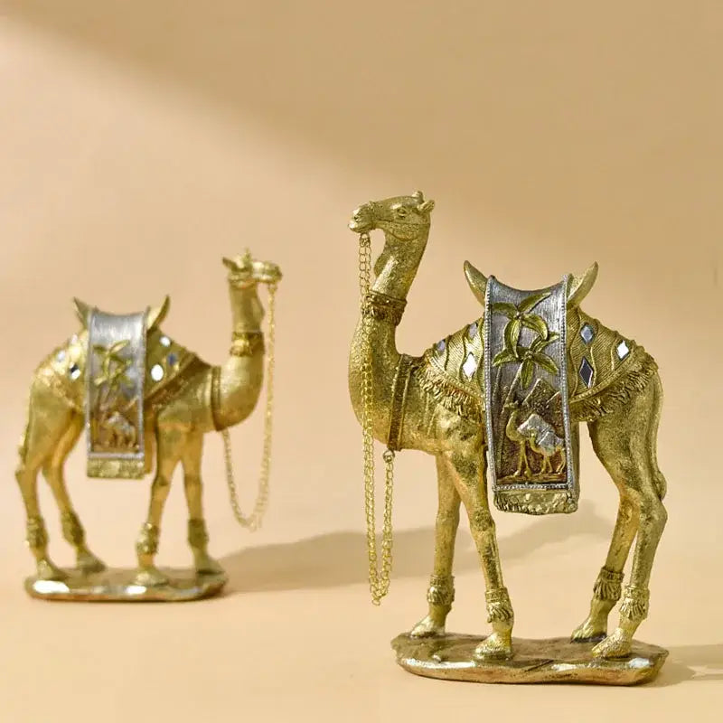 Luxury gold & silver camel resin art ornament living room decor