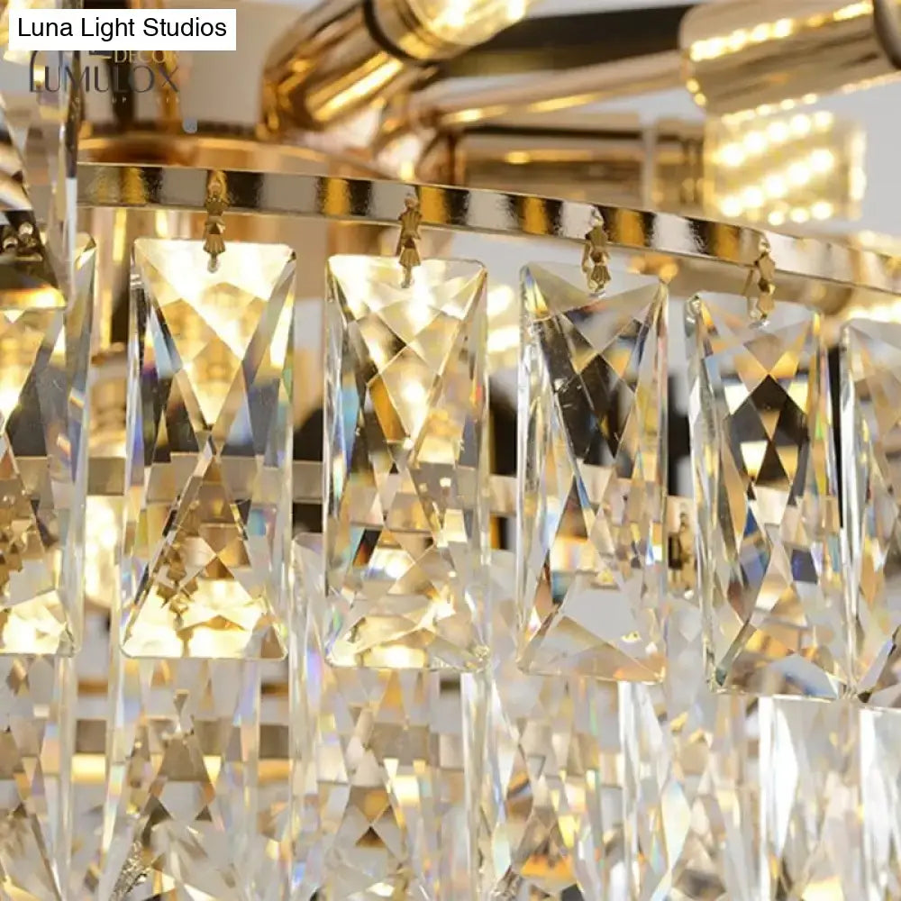 Luxury k9 crystal tiered chandelier black & gold dining room light