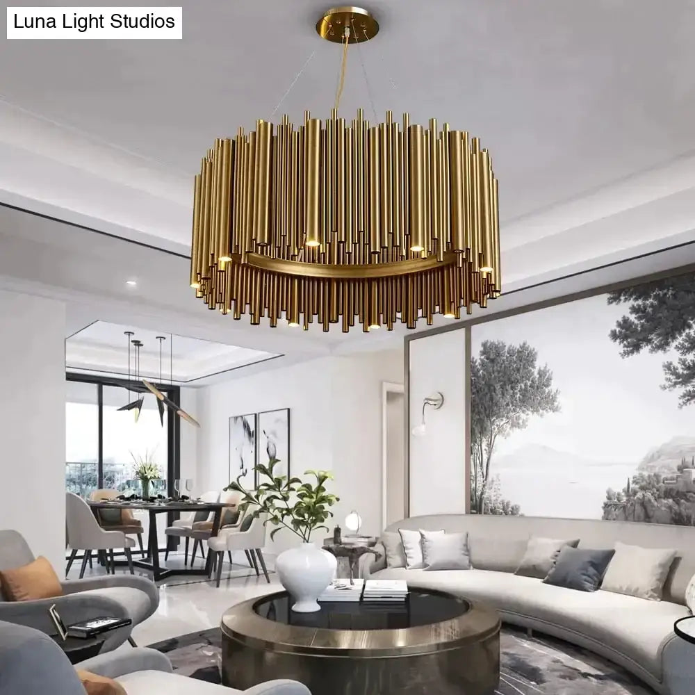 Luxury modern round gold chandelier living room radial pendant light