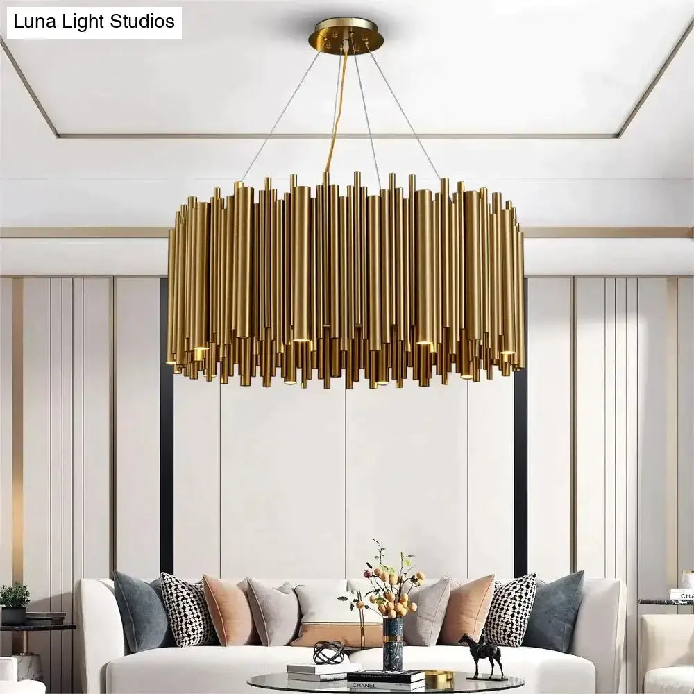 Luxury modern round gold chandelier living room radial pendant light