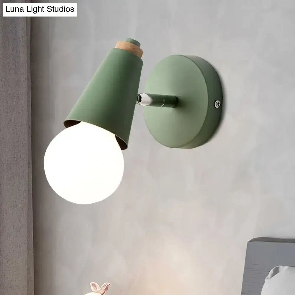 Macaron loft sweet cone pink wall sconce corridor light with wood base