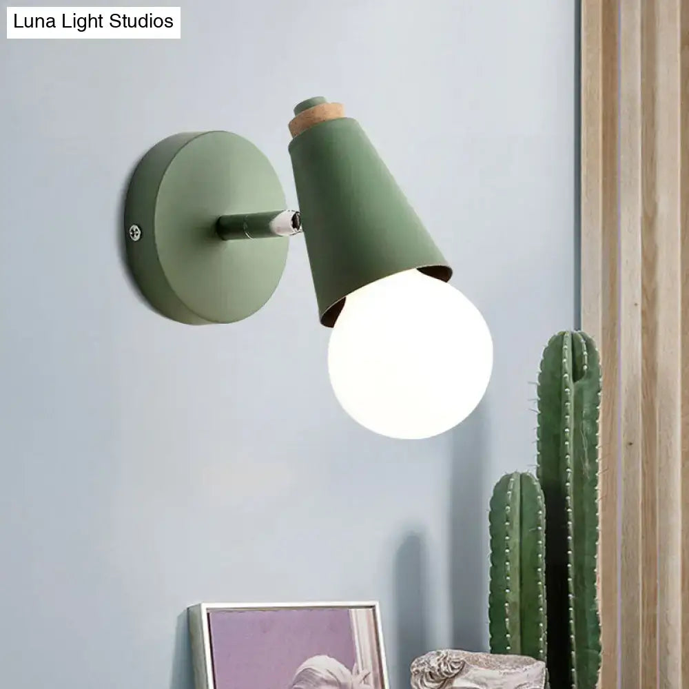 Macaron loft sweet cone pink wall sconce corridor light with wood base