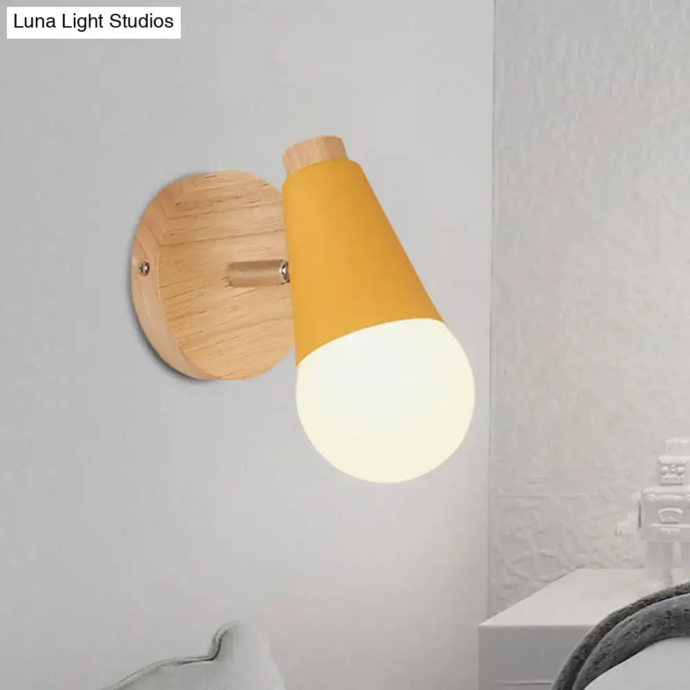 Macaron loft sweet cone pink wall sconce corridor light with wood base