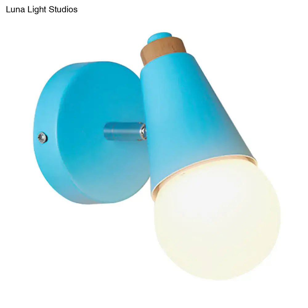 Macaron loft sweet cone pink wall sconce corridor light with wood base