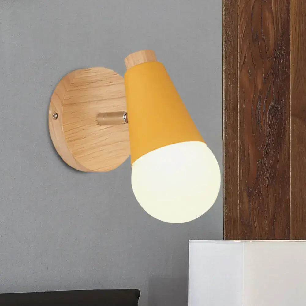Macaron loft sweet cone pink wall sconce corridor light with wood base