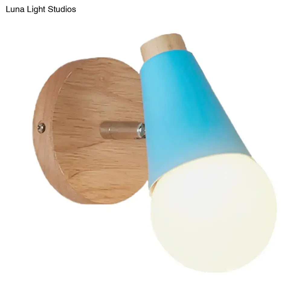Macaron loft sweet cone pink wall sconce corridor light with wood base