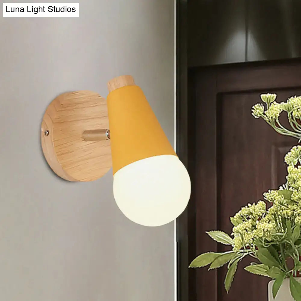 Macaron loft sweet cone pink wall sconce corridor light with wood base