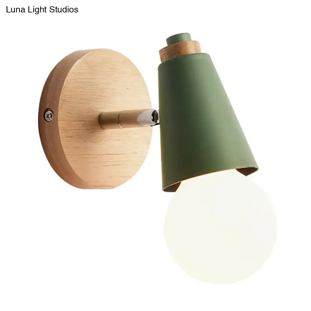 Macaron loft sweet cone pink wall sconce corridor light with wood base