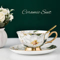 Magnolia floral white bone china tea cup set dining room gold trim