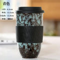 Marbled ceramic kiln mug with silicone grip kitchen travel cup