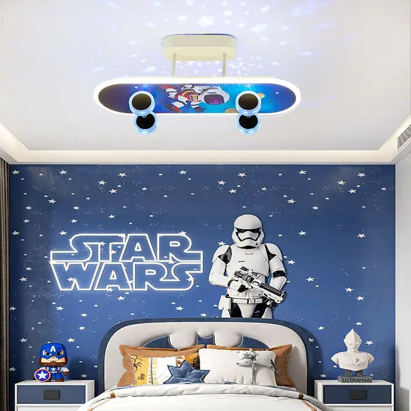 Marvel superhero cartoon skateboard ceiling light for children room