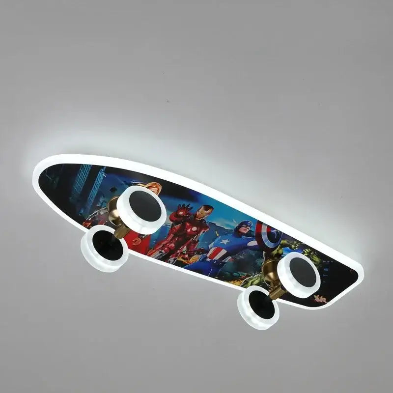 Marvel superhero cartoon skateboard ceiling light for children room