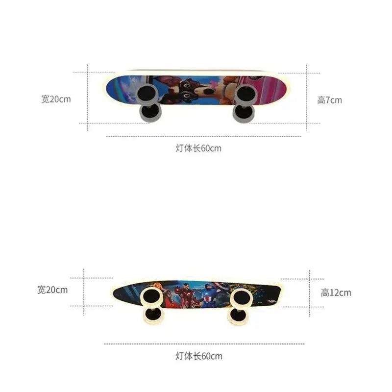 Marvel superhero cartoon skateboard ceiling light for children room